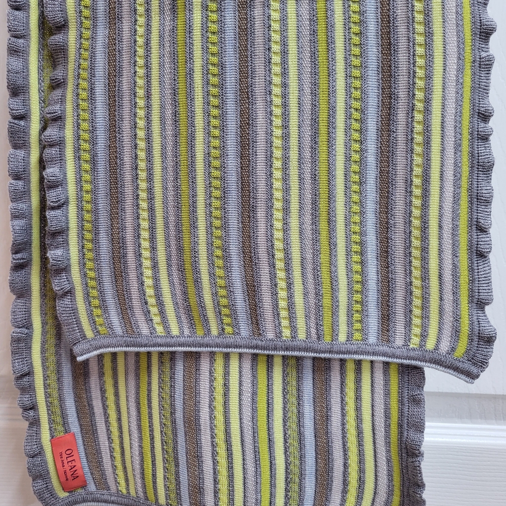 Olann Gray and Yellow Striped Scarf